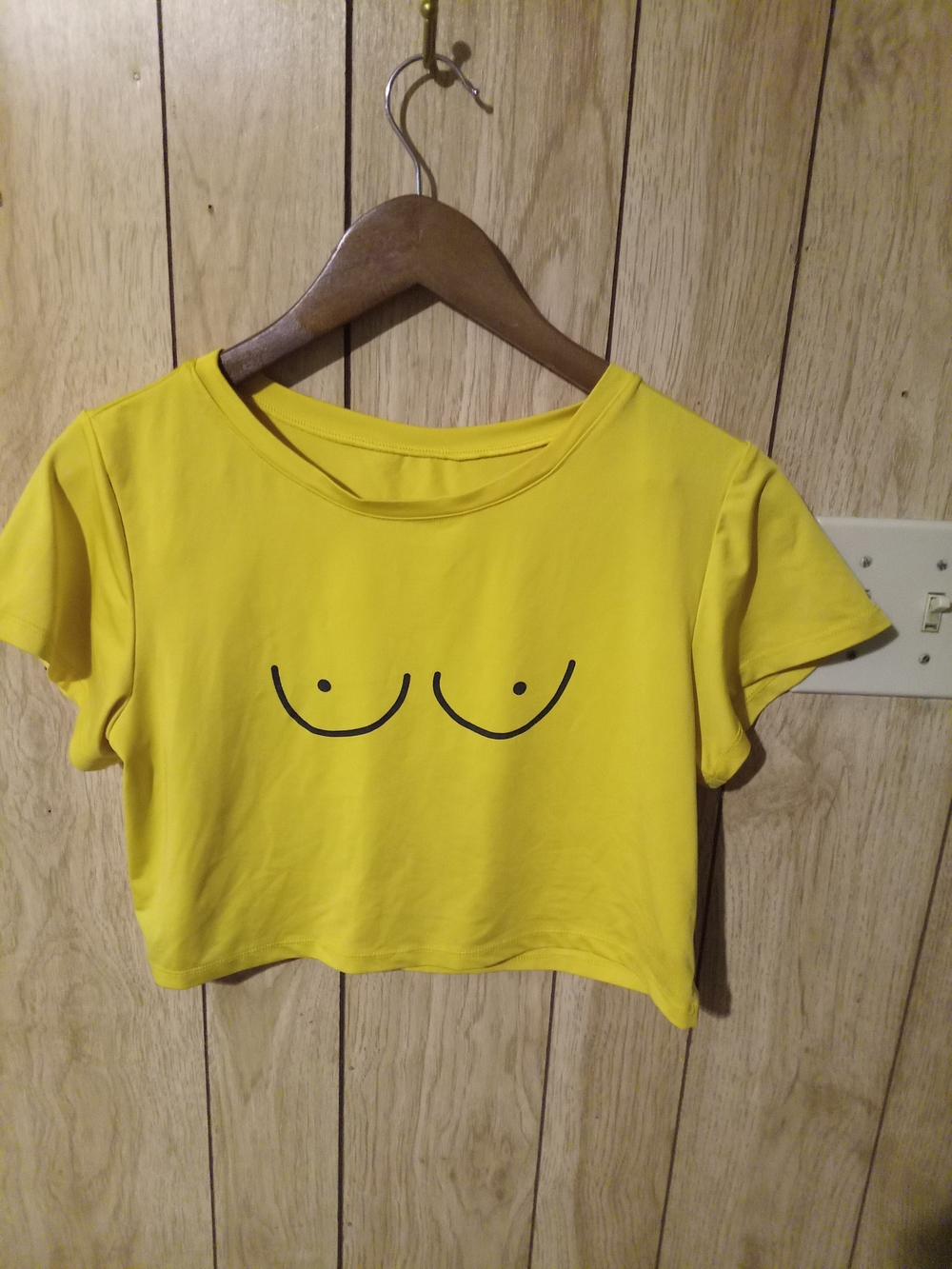 Yellow Cropped Graphic Tee with Minimalist Chest Print